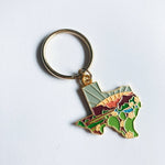 Gold Texas Soft Enamel Keychain 1.5" | Texas Outline Key Ring | Illustrated State Keychain