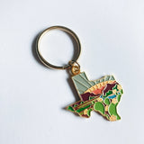 Gold Texas Soft Enamel Keychain 1.5" | Texas Outline Key Ring | Illustrated State Keychain