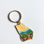 Gold Georgia Soft Enamel Keychain 1.5" | Georgia Outline Key Ring | Illustrated State Keychain