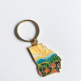 Gold Georgia Soft Enamel Keychain 1.5" | Georgia Outline Key Ring | Illustrated State Keychain