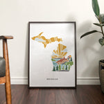 Michigan Physical Art Print | State Wall Art | 5x7, 8x10, 11x14, 16x20 Archival Art Print | Michigan Illustrated Poster