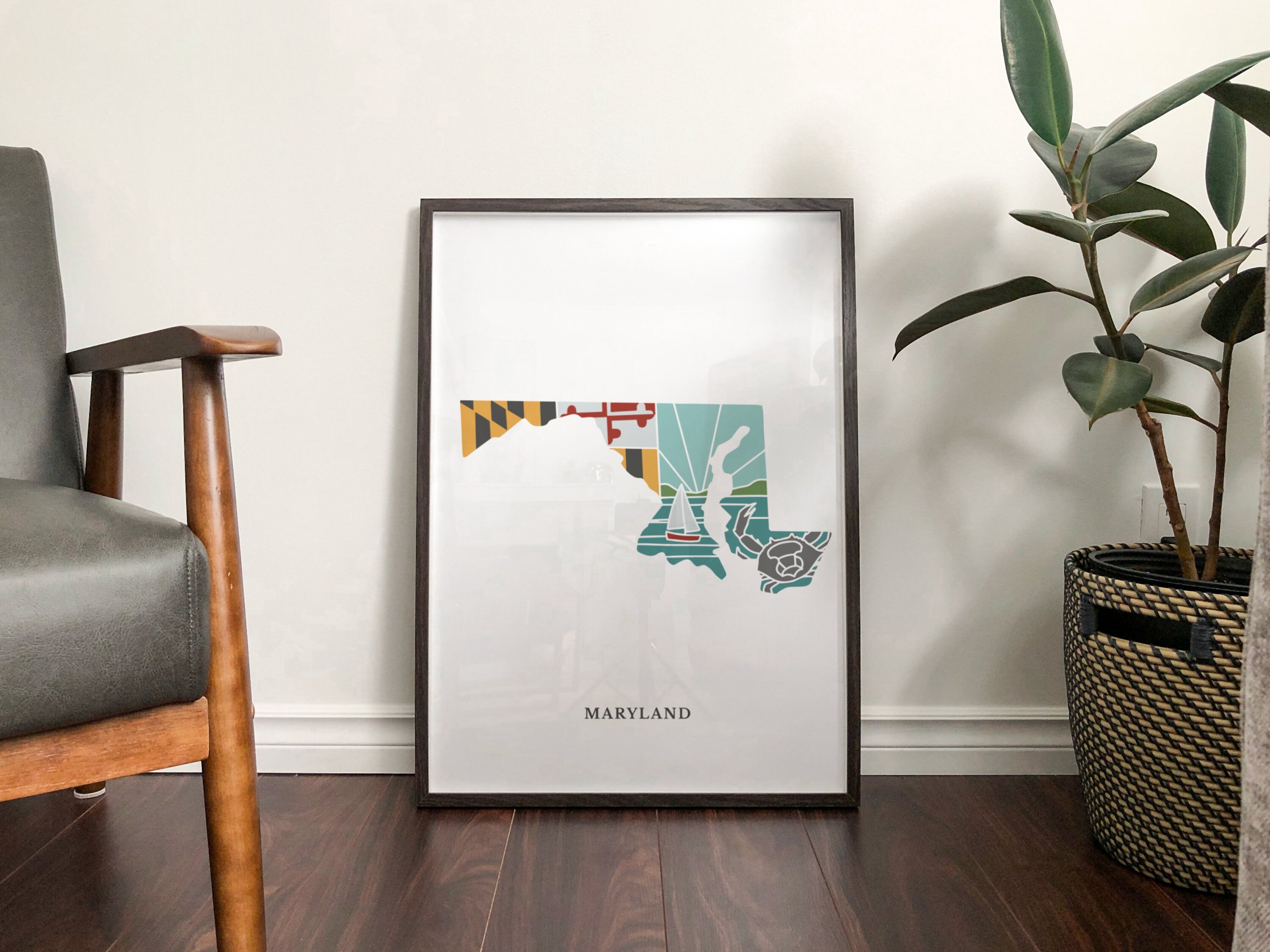 Maryland Physical Art Print | State Wall Art | 5x7, 8x10, 11x14, 16x20 Archival Art Print | Maryland Illustrated Poster