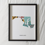 Maryland Physical Art Print | State Wall Art | 5x7, 8x10, 11x14, 16x20 Archival Art Print | Maryland Illustrated Poster
