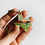 Gold Texas Soft Enamel Keychain 1.5" | Texas Outline Key Ring | Illustrated State Keychain