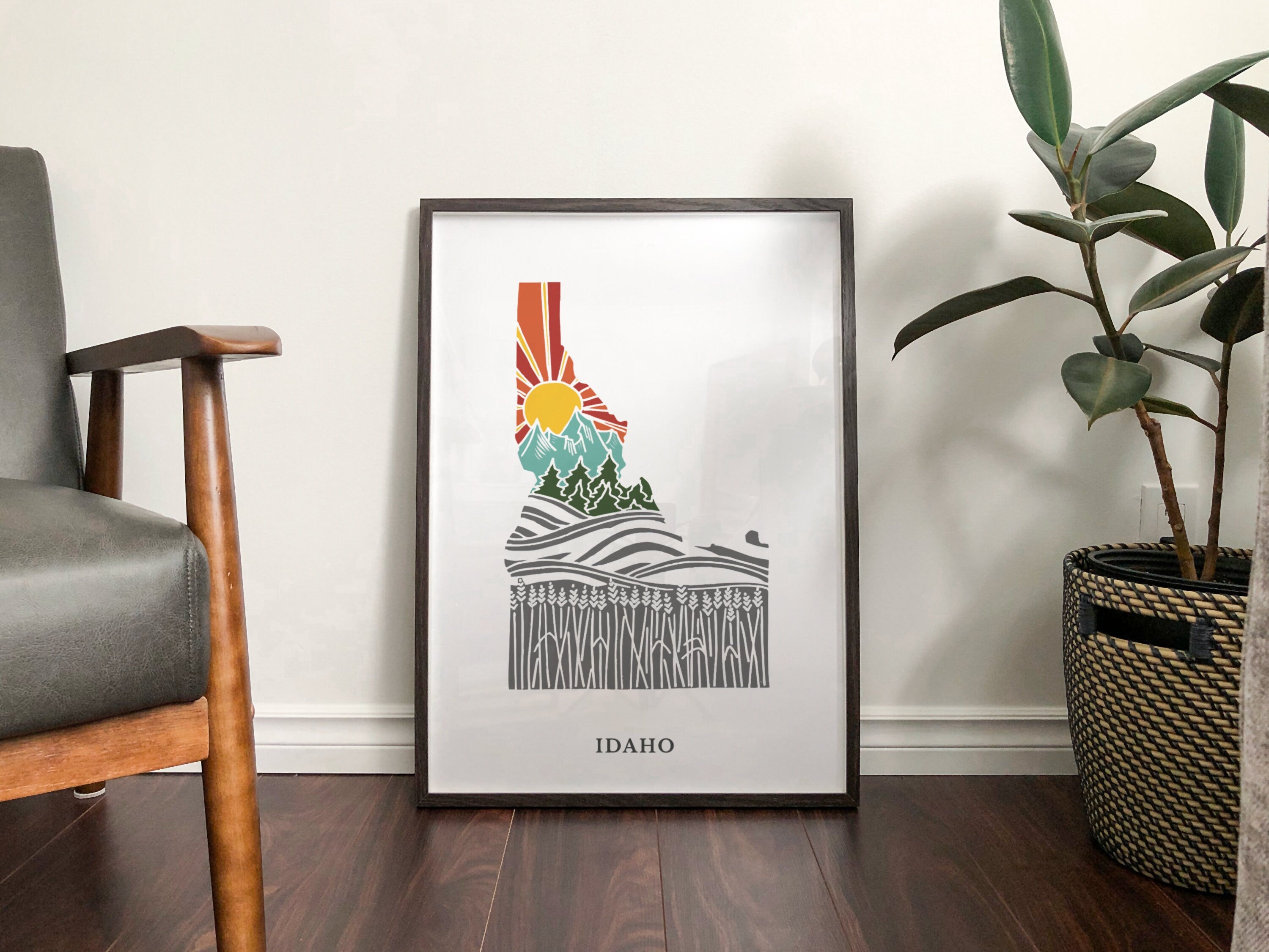Idaho Physical Art Print | State Wall Art | 5x7, 8x10, 11x14, 16x20" Archival Art Print | Idaho Illustrated Poster