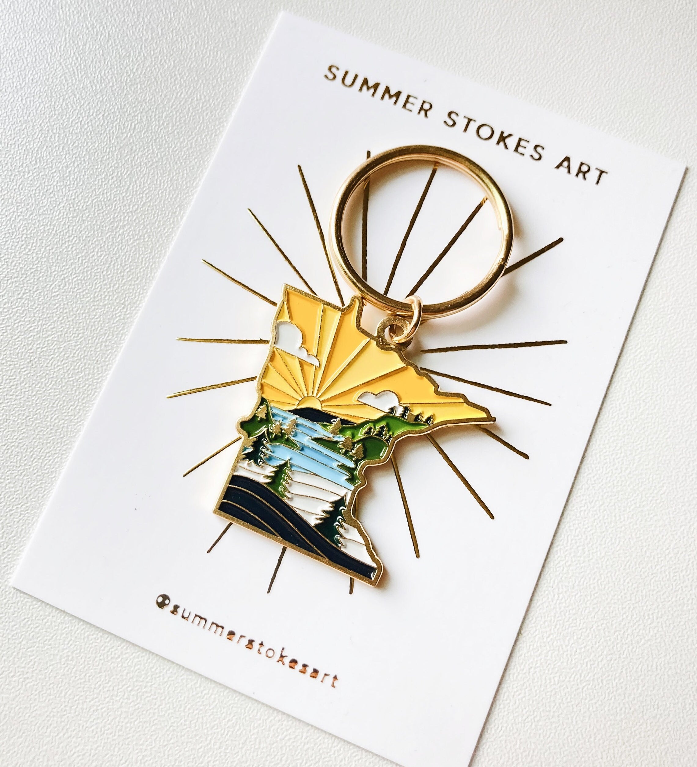 Minnesota Soft Enamel Keychain | Minnesota Outline Key Ring | Illustrated State Keychain 1.5"