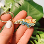 North Carolina Gold Enamel Keychain | North Carolina Outline Key Ring | Soft Enamel Illustrated State Keychain 1.5"