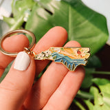 North Carolina Gold Enamel Keychain | North Carolina Outline Key Ring | Soft Enamel Illustrated State Keychain 1.5"