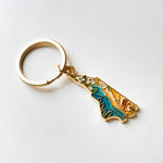 North Carolina Gold Enamel Keychain | North Carolina Outline Key Ring | Soft Enamel Illustrated State Keychain 1.5"