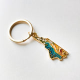 North Carolina Gold Enamel Keychain | North Carolina Outline Key Ring | Soft Enamel Illustrated State Keychain 1.5"