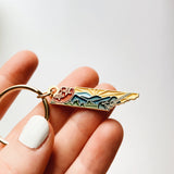 Tennessee Gold Enamel Keychain | Tennessee Outline Key Ring | Soft Enamel Illustrated State Keychain 1.5"