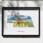 Nebraska Physical Art Print | United States Wall Art | 5x7, 8x10, 11x14, 16x20 Archival Art Print | Nebraska Illustrated Poster