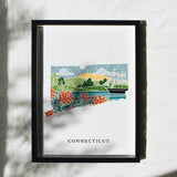 Connecticut Physical Art Print | State Wall Art | 5x7, 8x10, 11x14, 16x20 Archival Art Print | Connecticut Illustrated Poster