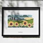 Kansas Physical Art Print | State Wall Art | 5x7, 8x10, 11x14, 16x20 Archival Art Print | Kansas Illustrated Poster