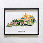 Kentucky Physical Art Print | State Wall Art | 5x7, 8x10, 11x14, 16x20" Archival Art Print | Kentucky Illustrated Poster
