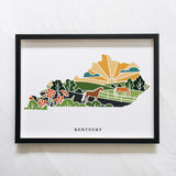 Kentucky Physical Art Print | State Wall Art | 5x7, 8x10, 11x14, 16x20" Archival Art Print | Kentucky Illustrated Poster
