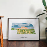 Nebraska Physical Art Print | United States Wall Art | 5x7, 8x10, 11x14, 16x20 Archival Art Print | Nebraska Illustrated Poster