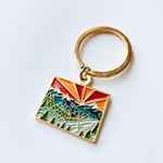 Colorado Gold Enamel Keychain | Colorado Outline Key Ring | Soft Enamel Illustrated State Keychain 1.25"