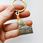 Idaho Gold Enamel Keychain | Idaho Outline Key Ring | Soft Enamel Illustrated State Keychain 1.5"