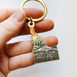 Idaho Gold Enamel Keychain | Idaho Outline Key Ring | Soft Enamel Illustrated State Keychain 1.5"
