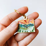 Colorado Gold Enamel Keychain | Colorado Outline Key Ring | Soft Enamel Illustrated State Keychain 1.25"