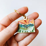 Colorado Gold Enamel Keychain | Colorado Outline Key Ring | Soft Enamel Illustrated State Keychain 1.25"