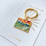 Colorado Gold Enamel Keychain | Colorado Outline Key Ring | Soft Enamel Illustrated State Keychain 1.25"