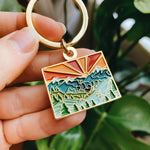 Colorado Gold Enamel Keychain | Colorado Outline Key Ring | Soft Enamel Illustrated State Keychain 1.25"