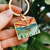 Colorado Gold Enamel Keychain | Colorado Outline Key Ring | Soft Enamel Illustrated State Keychain 1.25"