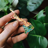 Hawaii Gold Enamel Keychain | Hawaii Outline Key Ring | Soft Enamel Illustrated State Keychain 1.75"