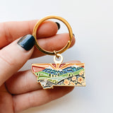 Montana Gold Enamel Keychain | Montana State Key Ring | Soft Enamel Illustrated State Keychain 1.5"