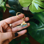 Virginia Gold Enamel Keychain | Virginia Outline Key Ring | Soft Enamel Illustrated State Keychain 1.5"