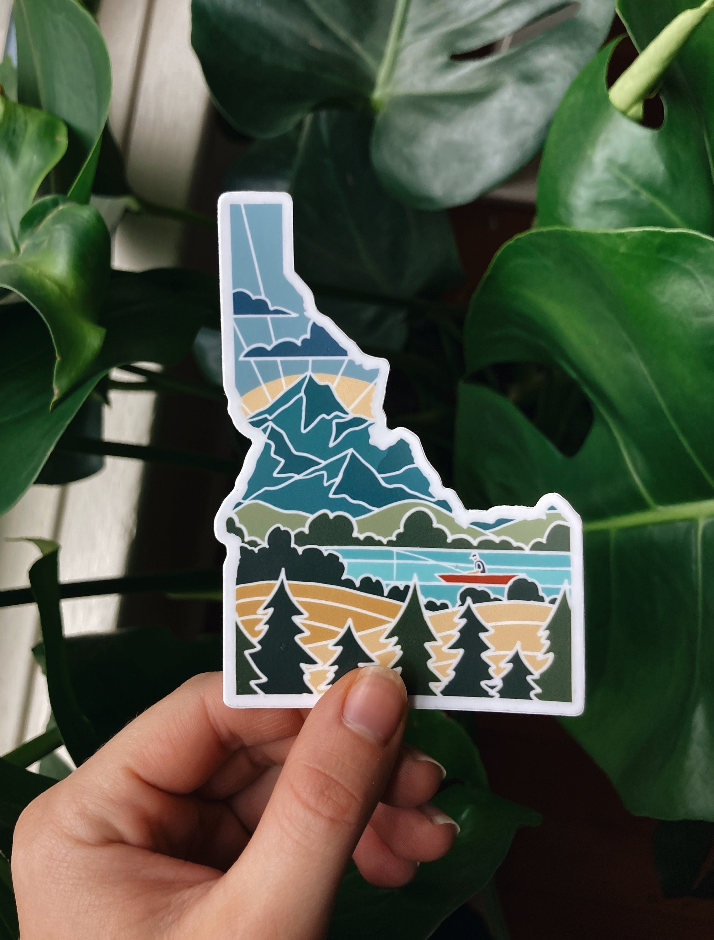 Idaho Weatherproof Sticker | Durable Illustrated State Sticker | Idaho Vinyl Decal | Pacific Northwest Sticker | Bumper Sticker | 4"