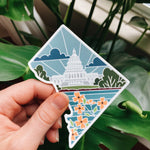 D.C. Weatherproof, Durable Sticker | Waterbottle Sticker | Illustrated United States Sticker | Vinyl Decal | Outdoorsy Bumper Sticker | 4"