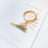 Virginia Gold Enamel Keychain | Virginia Outline Key Ring | Soft Enamel Illustrated State Keychain 1.5"