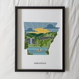 Arkansas Physical Art Print | State Wall Art | 5x7, 8x10, 11x14, 16x20" Archival Art Print | Arkansas Illustrated Poster