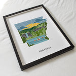 Arkansas Physical Art Print | State Wall Art | 5x7, 8x10, 11x14, 16x20" Archival Art Print | Arkansas Illustrated Poster