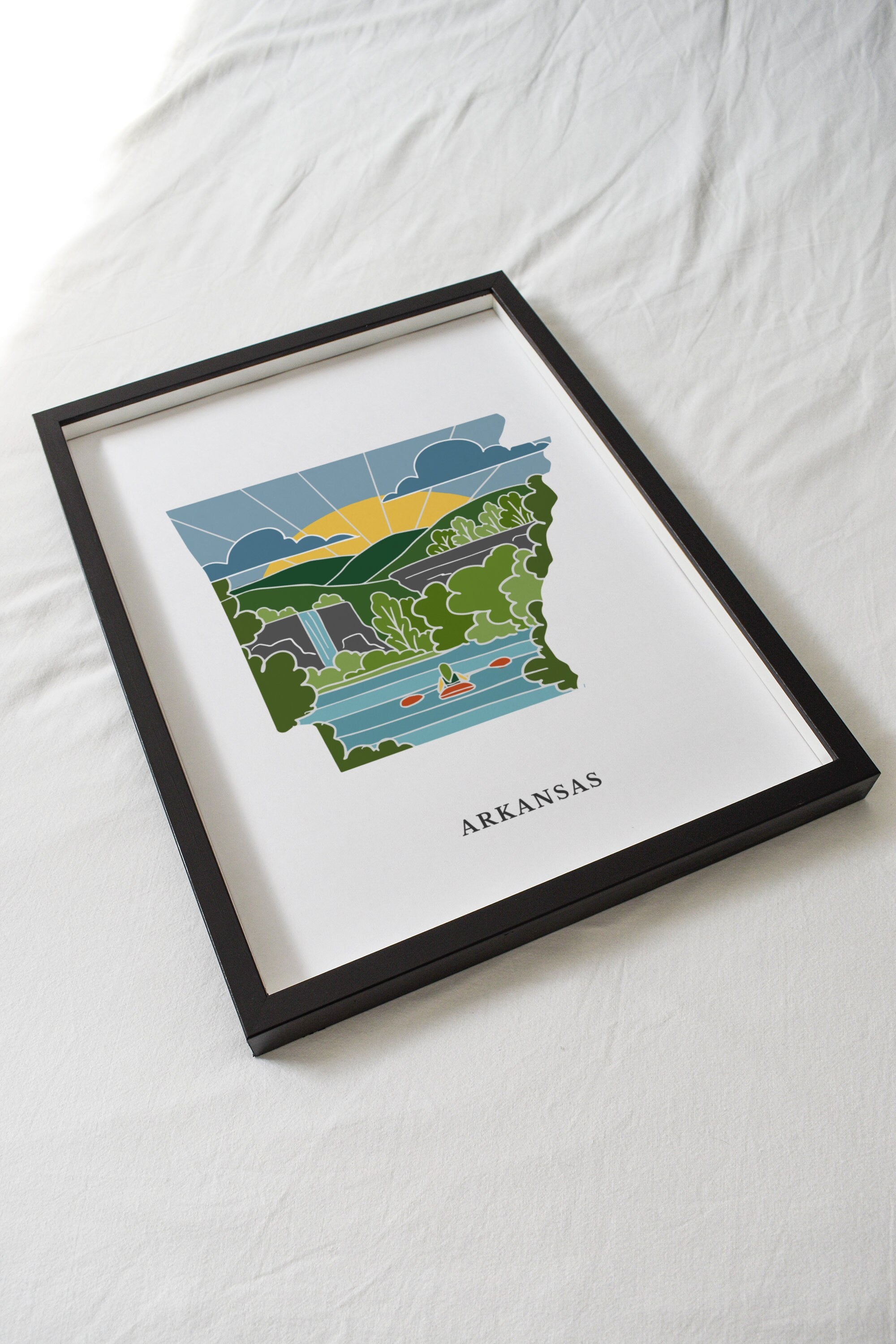 Arkansas Physical Art Print | State Wall Art | 5x7, 8x10, 11x14, 16x20" Archival Art Print | Arkansas Illustrated Poster