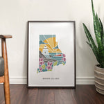 Rhode Island Physical Art Print | State Wall Art | 5x7, 8x10, 11x14, 16x20" Archival Art Print | Rhode Island Illustrated Poster