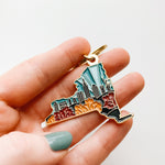 New York Gold Enamel Keychain | New York State Key Ring | Soft Enamel Illustrated State Keychain 1.5"