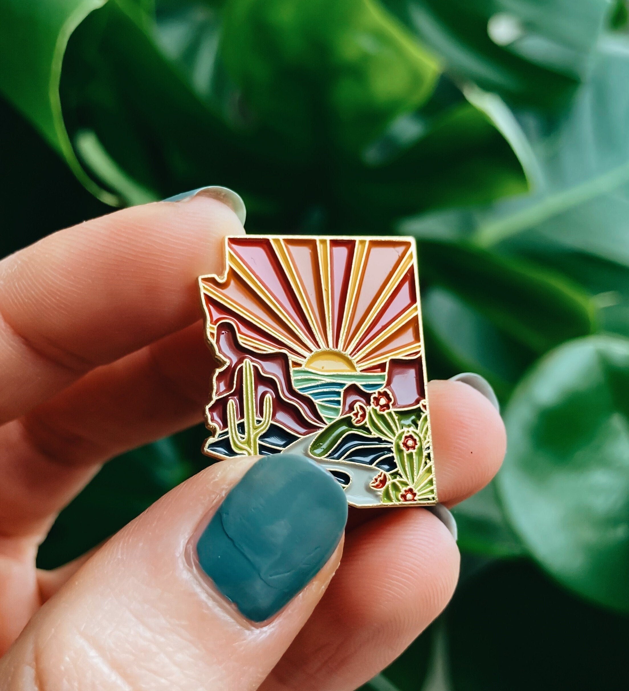 Arizona Enamel Pin | Gold Soft Enamel Pin | Illustrated United State Pin | Butterfly Clasp | 1.25"