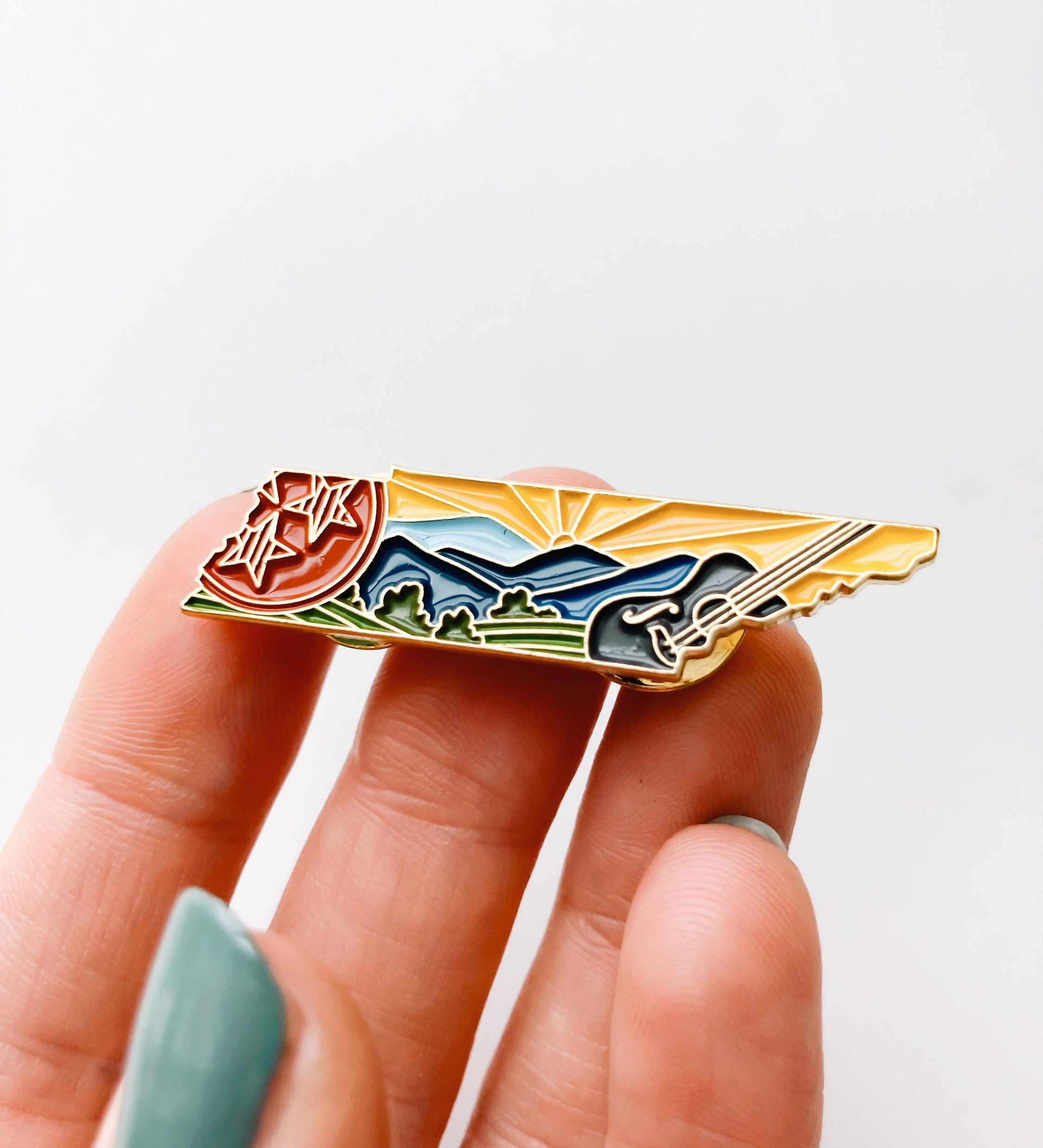 Tennessee Enamel Pin | Gold Soft Enamel Pin | Illustrated United State Pin | Butterfly Clasp | 1.25"