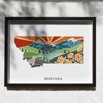 Montana Physical Art Print | State Wall Art | 5x7, 8x10, 11x14, 16x20" Archival Art Print | Montana Illustrated Poster