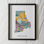 Rhode Island Physical Art Print | State Wall Art | 5x7, 8x10, 11x14, 16x20" Archival Art Print | Rhode Island Illustrated Poster
