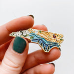 North Carolina Pin | Gold Soft Enamel Pin | Illustrated United State Pin | Butterfly Clasp | 1.25"