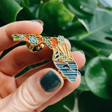 Florida Enamel Pin | Gold Soft Enamel Pin | Illustrated United State Pin | Butterfly Clasp | 1.25"