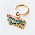 Montana Gold Enamel Keychain | Montana State Key Ring | Soft Enamel Illustrated State Keychain 1.5"