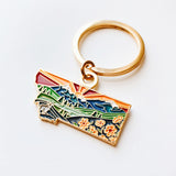 Montana Gold Enamel Keychain | Montana State Key Ring | Soft Enamel Illustrated State Keychain 1.5"