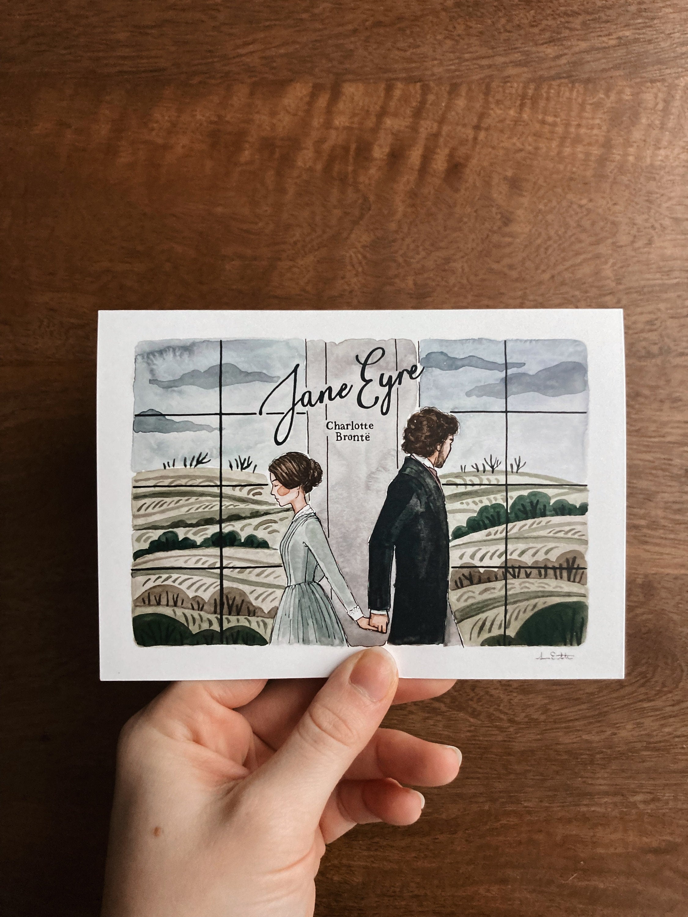 Jane Eyre Greeting Card | Charlotte Bronte Watercolor | Blank Stationary | Literary Greeting Card | Jane and Rochester | Individual Card