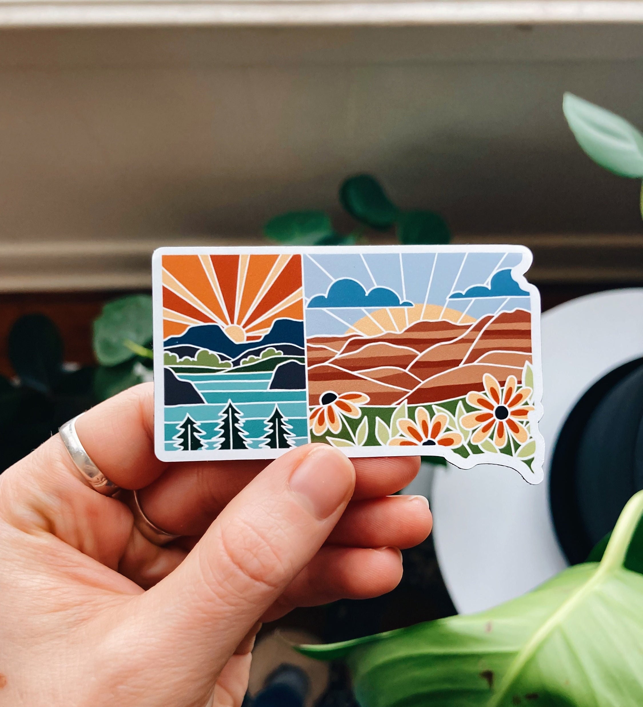 South Dakota Car Magnet | Weatherproof State Magnet | Outdoorsy Magnet | Locker Magnet | Fridge Magnet | Lightweight Magnet | 3"